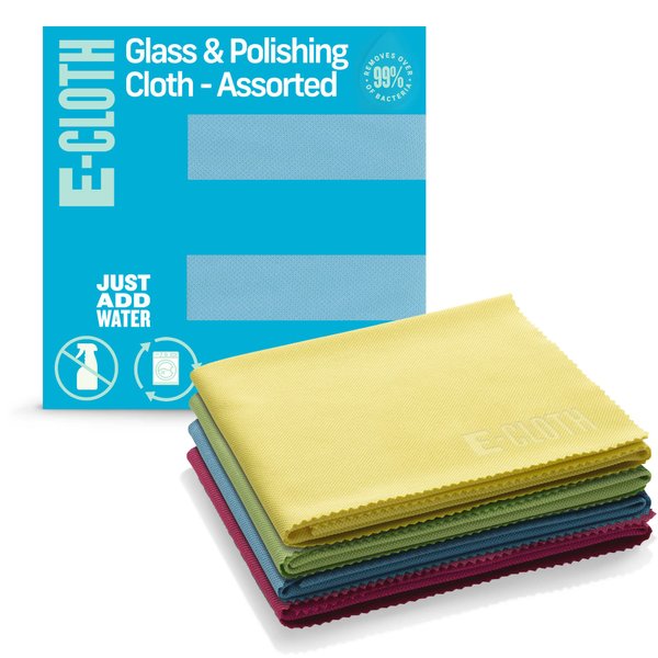 E-Cloth Polishing Microfiber Cleaning Cloth - Microfiber Polishing Towel - Polishing Microfiber Towels for Cars, Windows, & More - 4-Pack Polishing Cloth Only