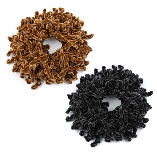 AUEAR, 2 Pack Volumising Hair Scrunchie Hijab Volumizer Headwear Hair Tie Ring Plain Big Hairbands for Women Girls (Black and Coffee)