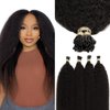 Lacer Hair Kinky Straight Hair I Tip Hair Extensions Natural Human Hair 22 Inch I Tips Human Hair for Black Women Cold Fusion Microlink Hair Extensions Human Hair 50 Gram 50 Strands/Pack