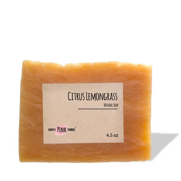 Simply Pink Things Citrus Lemongrass Natural Soap (4.5 oz.), Paraben Free, Vegan, Natural and/or Organic Ingredients