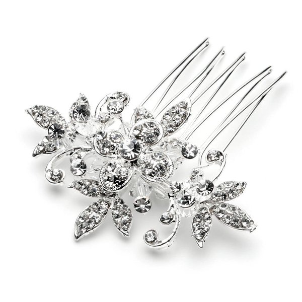 Darling Rhinestone & Crystal Bridal Flower Wedding Hair Comb Pin