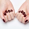 GLAMERMAID Press on Nails Extra Short Squoval, Gothic Handmade Burgundy Jelly Gel Glue on Nails, 24Pcs Glossy Round Reusable UV Finish Fake Nails Acrylic False Nails Manicure Kits for Women Gift
