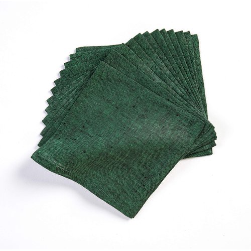 Solino Home Linen Cocktail Napkins 6 x 6 Inch – Forest Green, 100% Pure Linen Beverage Napkins Set of 12 – Athena, Handcrafted from European Flax and Machine Washable