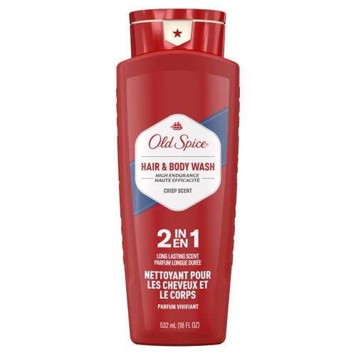 Old Spice High Endurance Hair + Body Wash for Men, Crisp Scent, 18 fl oz