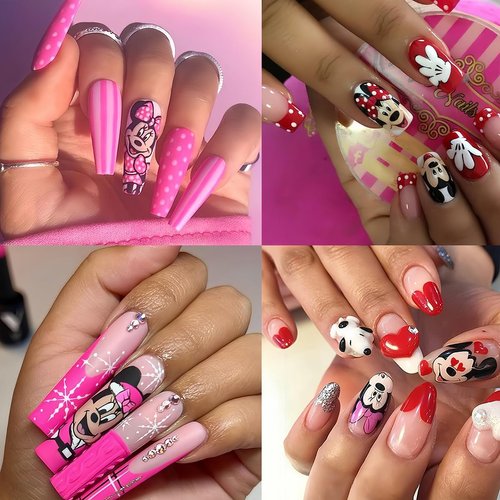 Cute Nail Art Stickers 6 Sheets Cute Nail Decals 3D Self Adhesive Cute Cartoon Nail Stickers Valentine's Day Heart Kawaii Nail Decals Charms for Women Girls Valentine's Day Nail Decoration Supplies