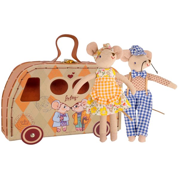 LEVLOVS Mouse in a Matchbox Toy Baby Registry Gift (Grandparent Mice in a Camper)