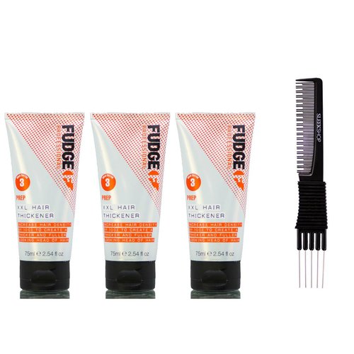 yper Fudge Professional Prep XXL Hair Thickener (2.54 oz) with Teasing Comb Pack of 3