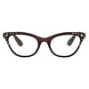 SA106 Womens Bling Rhinestone Plastic Cat Eye Horn Rim Powered Reading Glasses Brown 1.5