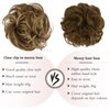 Claw Clip Messy Bun Hair Piece Real Human Hair Buns Wavy Curly Chignon Hair Bun Extensions Tousled Updo Hair Buns Claw Clip Ponytail Hairpieces with Clip for Women（Brown with Blonde Highlights 3）
