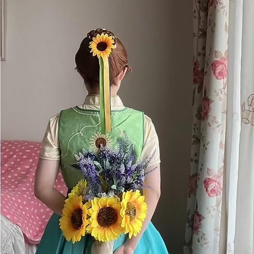 DDazzling Princess Rhinestone Gold Hair Comb with Satin Ribbons Halloween Birthday Accessories for Women Girls, 3 Colors (Green Gold Yellow)