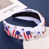 mokkia 4th of July Headband for Women American Flag Star Knotted Headbands Red White and Blue Rhinestone Crystal Top Knot Headbands Patriotic 4th of July Accessories Party Favors (American Flag A)