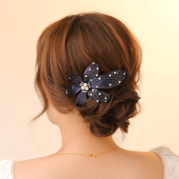 Yokawe Flower Hair Barrettes Bridal Wedding Hairpin Copper Wire Flower Pearl Hair Clips Prom Daily Hair Accessories for Women