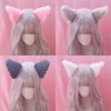 Cat Ears Headband Hair Clips Fox Ears Hair Bands Barrettes Women Furry Kitty Kitten Cat Headpiece Hairband Hair Hoop Halloween Party Decoration Cosplay Costume Handmade Hair Accessories Black Black