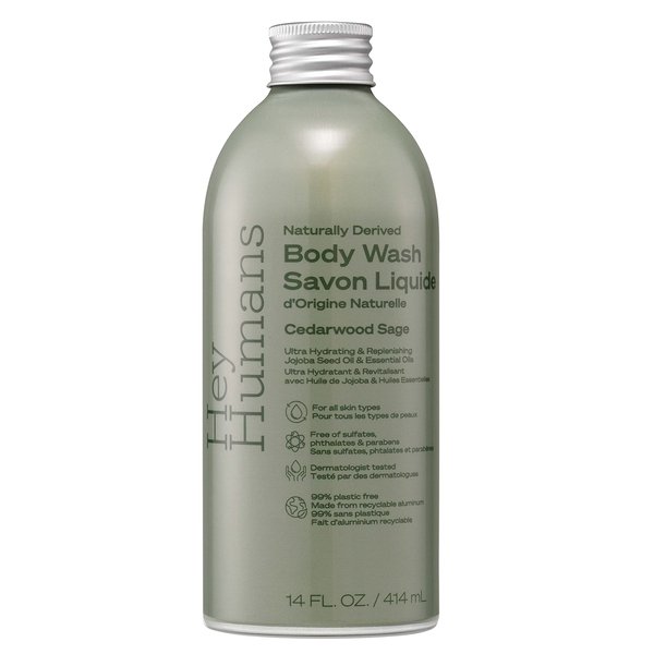 Hey Humans Cedarwood Sage Moisturizing Body Wash with Natural Ingredients - Jojoba Oil | Vegan, Cruelty Free, 14 fl. Oz