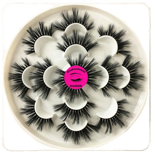 DAODER Lashes False Eyelashes 20MM Dramatic Look Faux Mink Wispy Long Fake Eye Lashes Pack for Women Daily Makeup 7 Pairs (6D 25mm Lashes)