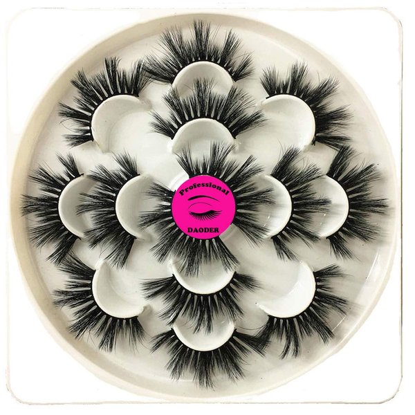 DAODER Lashes False Eyelashes 20MM Dramatic Look Faux Mink Wispy Long Fake Eye Lashes Pack for Women Daily Makeup 7 Pairs (6D 25mm Lashes)