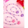 Zhanmai 2 Pcs Girl Princess Necklace Bracelet Set Lovely Princess Heart Shape Beads Necklace Stretchy Jewelry Set Girls Costume Jewelry Gift Party Favors for Dress up