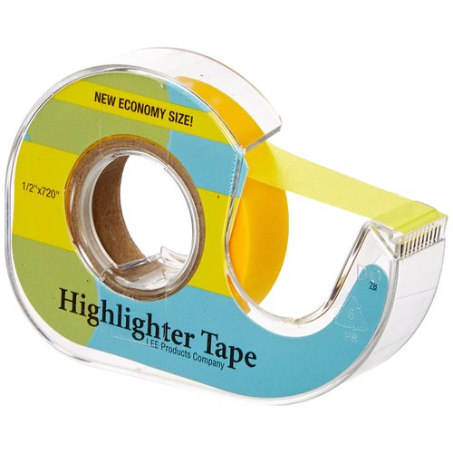 Fluorescent Highlighter Tape 1/2"X720"-Fluorescent Yellow