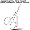 ZIZZLON Cuticle Scissors Extra Fine Curved Stainless Steel Eyebrow Scissors, Professional Grooming Scissors for Beard, Nose Hair, Eyelash, Mustache, Dry Skin - Manicure Scissors