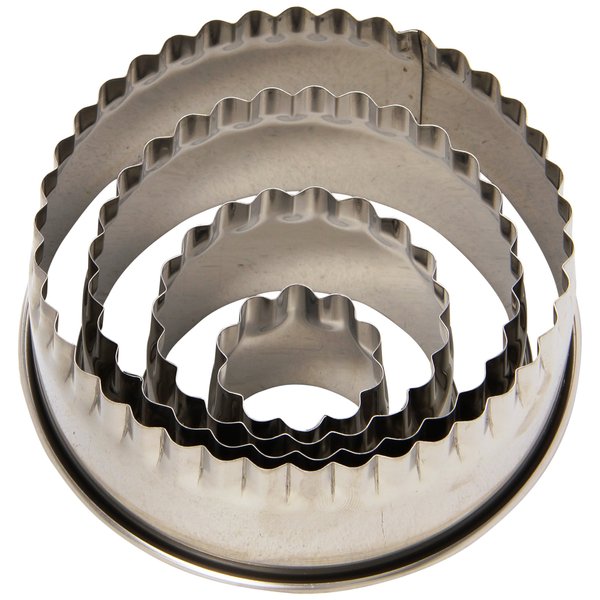 Ateco Fluted Edge Round Cutters in Graduated Sizes, Stainless Steel, 4 Pc Set