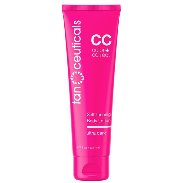 Tanceuticals CC Self Tanning Body Lotion - Ultra Dark Self Tanner, Color Correcting Natural Looking Sunless Tan – Quick Fake Tan, Bronze Glow - Fresh Coconut Scent and Healthy Ingredients