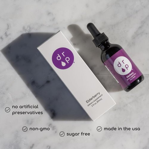 Elderberry Liquid Drops with Vitamin C - Organic, Immune Support for Adults and Kids - Gluten-Free, Vegan, No Artificial Preservatives - 2 Month Supply by Drop Supplements