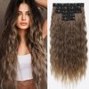 REECHO Clip in Hair Extensions, 5PCS Ash Blonde Hair Extensions 24" Thick Long Loose Waves hair extensions HE002 Invisible Lace Weft – Dark Ash Blonde with Golden Ends