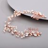 Hair Vine for Women Bridal Hair Comb for Bride Pearls Crystal Hair Comb Slide ROSE GOLD