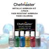 Chefmaster 6-Bottle Set of Metallic Airbrush Food Coloring, Rich Colors, Edible Glitter, Professional-Grade Dye for Icing, Frosting, Fondant, Chocolate, Made in USA, 0.67 oz Each