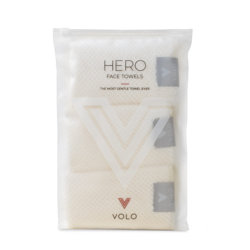 VOLO Hero Salt White Face Towel | Reusable Facial Wash Cloths | Makeup Remover & Post Shower Washcloths | Ultra Soft, Absorbent, Gentle, Fast Drying Nanoweave Fabric Face Towels | Microfiber 3PK