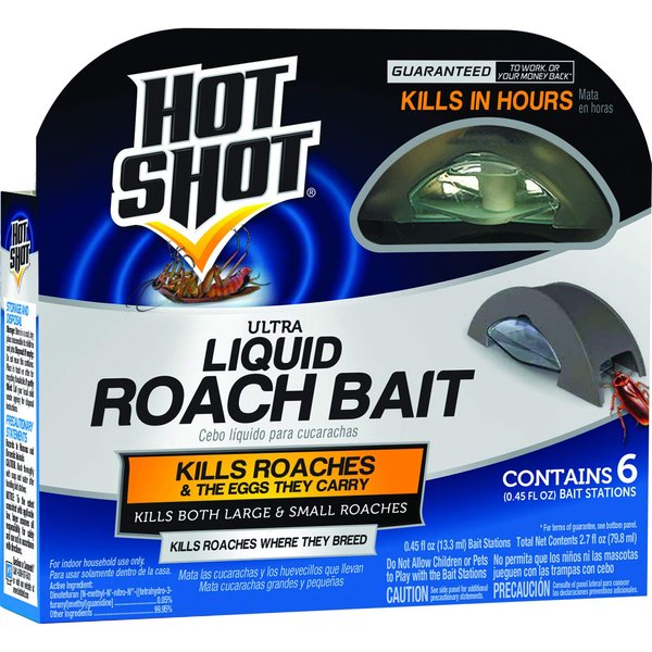 Hot Shot Liquid Roach Bait, Roach Killer, 1 Pack, 6-Count