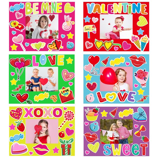 chiazllta 30 Packs Valentine’s Day Picture Frame Craft Kits for Kids Valentines DIY Craft Heart Art Valentine’s Day Party Decoration Favor Home Classroom Game Activities