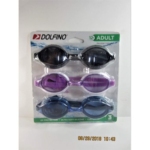 Dolfino 3 Pack of Adult, Assorted Colors, Swim Goggles