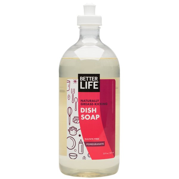 Better Life Sulfate Free Dish Soap, Tough On Grease & Gentle On Hands, Pomegranate, 22 Oz