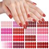 SILPECWEE 16 Sheets Pink Red Nail Polish Stickers Full Nail Wraps for Women Stick on Nail Polish Strips Gel Nail Strips Solid Color Self Adhesive Fingernail Manicure Design with Nail File
