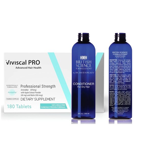 Hair Growth Supplements - Nourishes and Strengthens Thinning Hair and Promotes Existing Growth - Drug-Free Hair Growth Vitamins (180 Tablets + Conditioner, DRY HAIR)