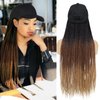Yunkang Baseball Cap Wig Hat Wig with Synthetic Small Box Braiding Hair Extensions Attached for Black White Women Girls 24inch Long Ombre Braids Wig Black Brown Light Brown(B-53)