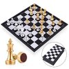 Mini Magnetic Chess Board Game with Gold and Silver Color Pieces, Foldable Durable, Easy to Carry (7.8 inch)