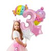 Ice Cream Birthday Decorations, 5 Pcs Dokuna Ice Cream Balloons 3rd Birthday Decorations for Girls, Giant Number 3 Foil Mylar Balloon, 3 Years Old Ice Cream Theme Birthday Party Supplies Decor (3rd)