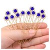 Ammei Crystal Bridal Hair Pins Clips Wedding Hair Accessories Hair Set Jewelry With Rhinestone For Brides and Bridesmaids Set Of 12 (Gold Plated-Blue)