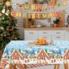 durony Christmas Gingerbread Tablecloth Banner Set, 2 Pieces Christmas Gingerbread Table Cover and 1 Gingerbread Man Banner Xmas Gingerbread Man Party Supplies for Christmas Holiday Decorations