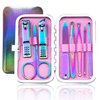 Manicure Set Nail Clippers Set Pedicure 8 Pieces Stainless Steel Manicure Kit Professional Grooming Care Tools Nose Hair Scissors Nail File.The Best Gift with Luxurious Case (Dazzling color_8 pieces)