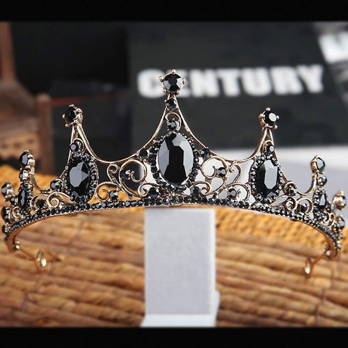 Aceorna Black Crowns and Tiaras Crystal Rhinestones Pricess Crowns Bride Wedding Crown for Women and Girls Decorative Bridal Pricess Tiaras Hair Accessories for Halloween Costume Prom Birthday
