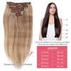 Clip in Hair Extensions Real Human Hair Beach Blonde Long Stright Layered Hair Extensions 18 inch 7PCS Hair Extension Thick Set Natural Soft Clip in Hair Extensions Human Hair for Women