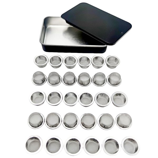 Ruilida 30pcs Pipe Screens 1/2 Inch Premium 304 Stainless Steel, 0.5" Pipe Screen Filters with Metal Storage Box…
