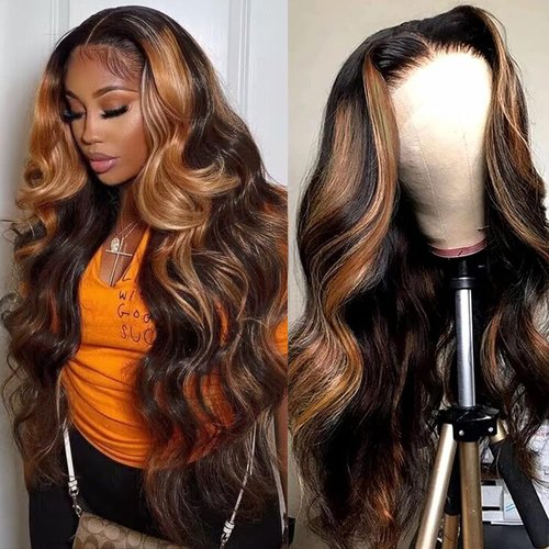 13x6 Lace Front Wigs Human Hair 1b/30 250 Density Body Wave Blonde Wig Human Hair Highlight Ombre Lace Front Wig Human Hair Glueless Wigs Human Hair Hd Lace Front Wigs Human Hair Wigs For Women 26Inch