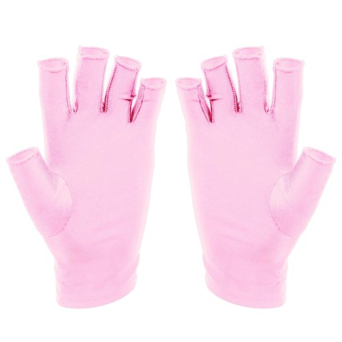 SUNUV LED Gloves for Gel Nails, UPF 50+ Anti UV Gloves for Gel Nail Lamp, Professional UV Gloves for Nail Techs Pink Gloves