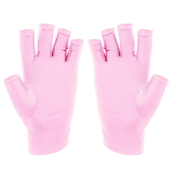 SUNUV LED Gloves for Gel Nails, UPF 50+ Anti UV Gloves for Gel Nail Lamp, Professional UV Gloves for Nail Techs Pink Gloves