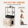 Happybuy Cat Litter Box Enclosure, Hidden Litter Box Furniture with 2 Storage Shelves & 2 Baskets, Wooden Cat Washroom Indoor, Cat House Cabinet Fit Most of Litter Box, 23.6"L x 19.7"W x 50"H, Natural