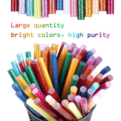 Gwybkq Mini Glitter Hot Glue Sticks 14 Colored for DIY Art Craft,4 inches 80 pcs